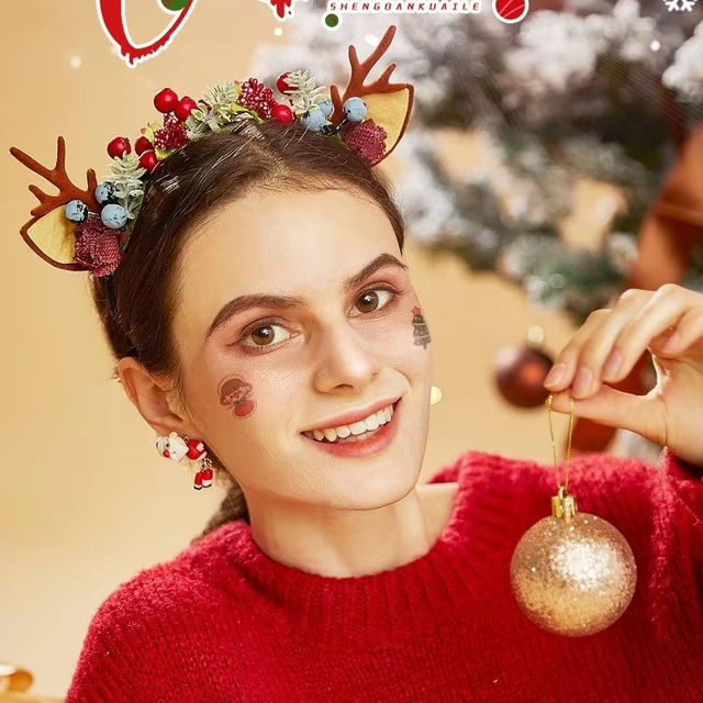 Christmas Eco-Friendly Temporary Paper Tattoos Cross Border view 2