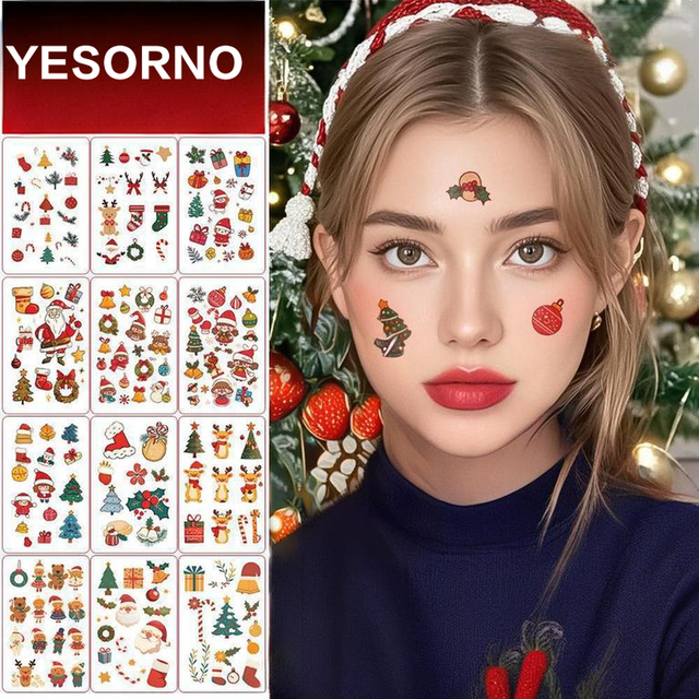 Christmas Eco-Friendly Temporary Paper Tattoos Cross Border view 3