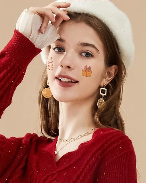 Christmas Eco-Friendly Temporary Paper Tattoos Cross Border view 5