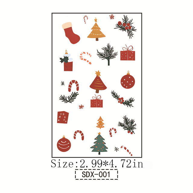 Christmas Eco-Friendly Temporary Paper Tattoos Cross Border view 6