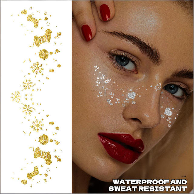 Trendy Christmas Gold/Silver Glitter Paper Stickers Waterpro view 2