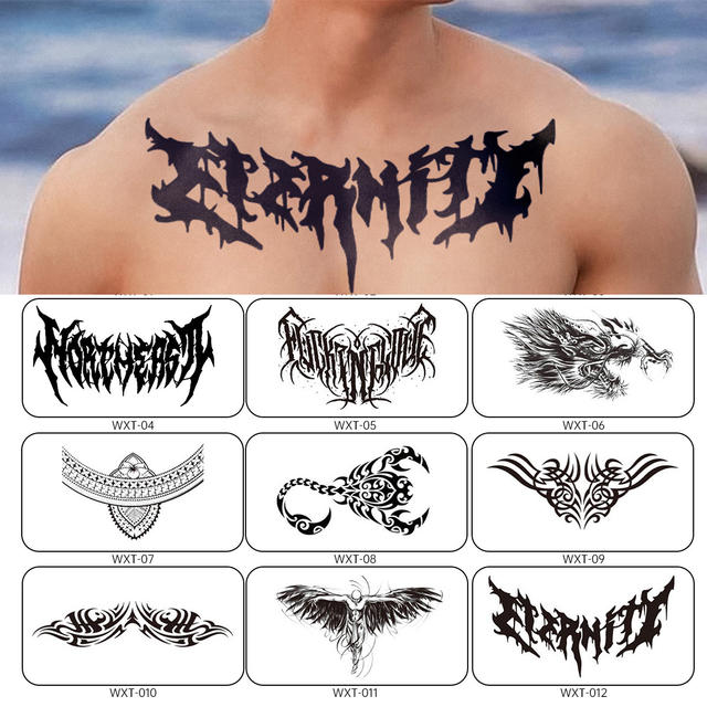 Sexy Flower Chest Body Temporary Tattoo 2 1 Herbal Eco-Friendly Non-Toxic Waterproof Paper Large Design Juice Sticker 7-15 Days