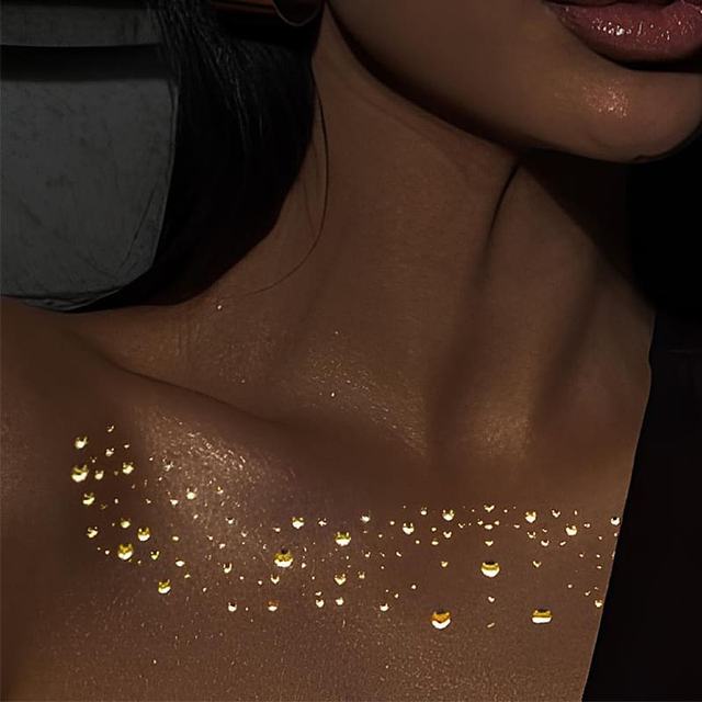Gold Printed Collarbone Tattoo Stickers Body Paper Eco-Frien view 2