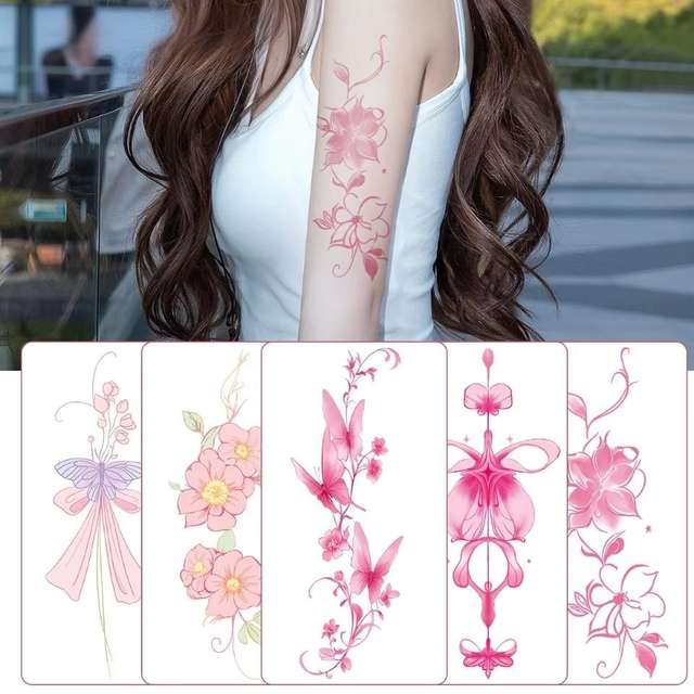 Beautiful INS Style Eco-Friendly Paper Cartoon Colorful Butterfly Arm Tattoo Sticker Temporary Waterproof Body Art 5-7 Days
