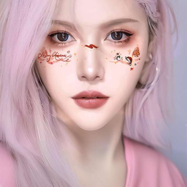 Waterproof Eco-Friendly Christmas Paper Tattoo Stickers Easy Peel Body Face Temporary Tattoos Water Transfer Printed 7 Days