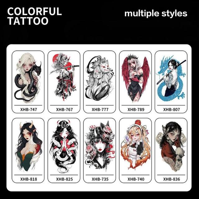 New Cross-border Colorful Half-arm Tattoo Stickers Anime Gei view 6