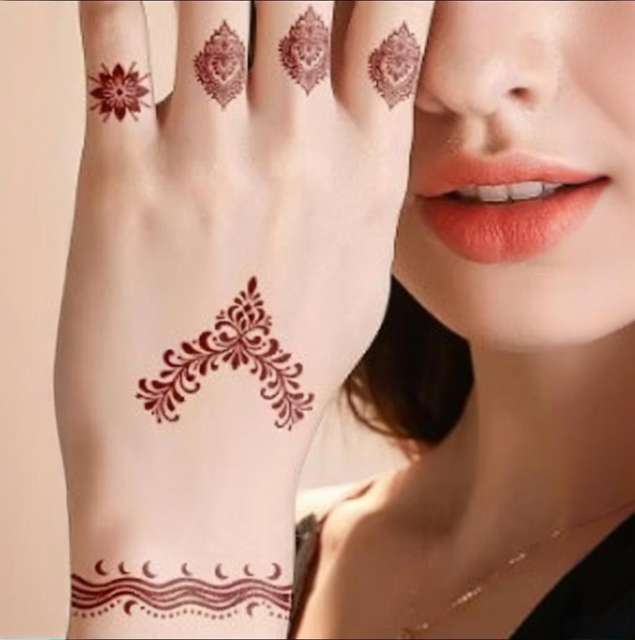Red Henna Full Body Temporary Eco-Friendly Tattoo Stickers P view 4