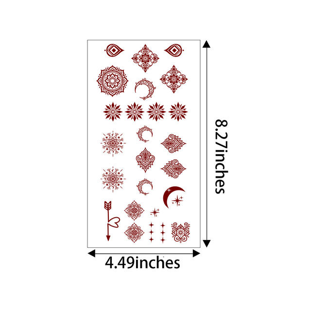 Red Henna Full Body Temporary Eco-Friendly Tattoo Stickers P view 6