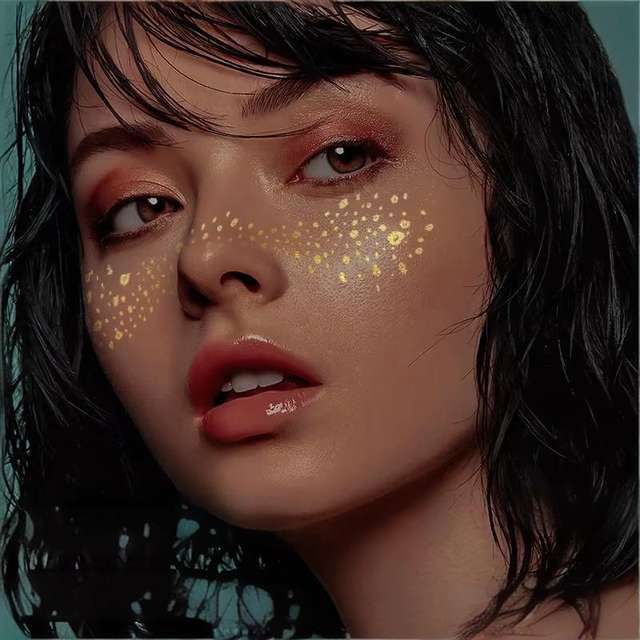Freckle Tattoo Sticker Eco-Friendly Paper Gold Foil Waterproof Sweatproof Face Makeup Body Bronzing Party Concert Fashionable