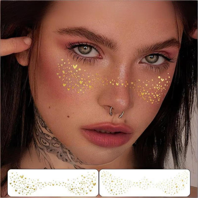 Freckle Tattoo Sticker Eco-Friendly Paper Gold Foil Waterpro view 2