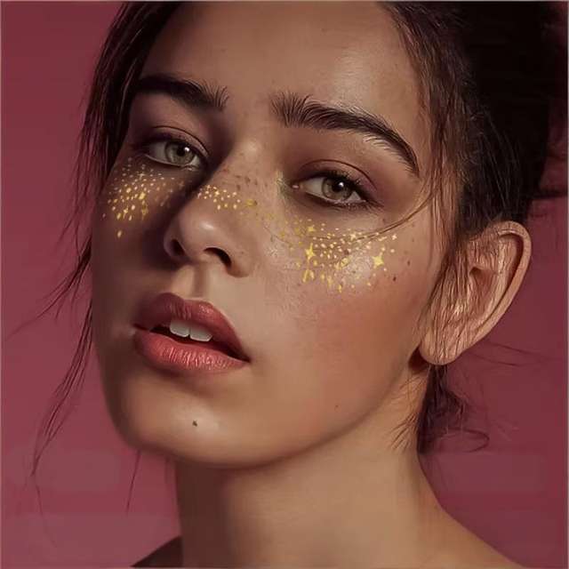 Freckle Tattoo Sticker Eco-Friendly Paper Gold Foil Waterpro view 3