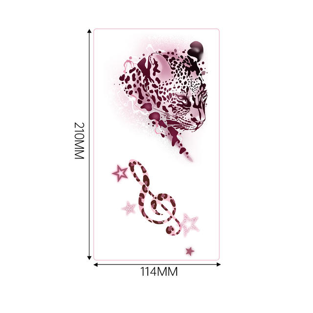 Glitter Leopard Head Butterfly Design Full Body Temporary Se view 6