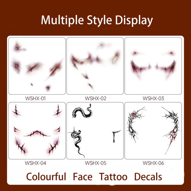 All Saints Scar Face Body Art Tattoo Sticker Realistic Water view 5