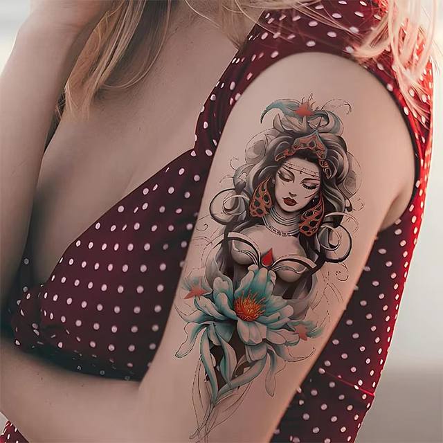 New Colorful Half Sleeve Big Rose Water Transfer Paper Tempo view 3