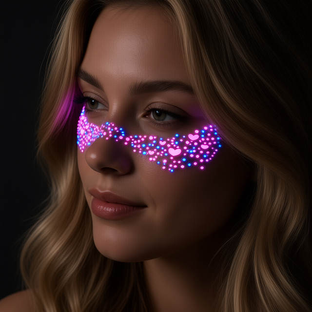 Multi-color Fluorescent Face-tattoo Stickers Stars Hearts-Wa view 2