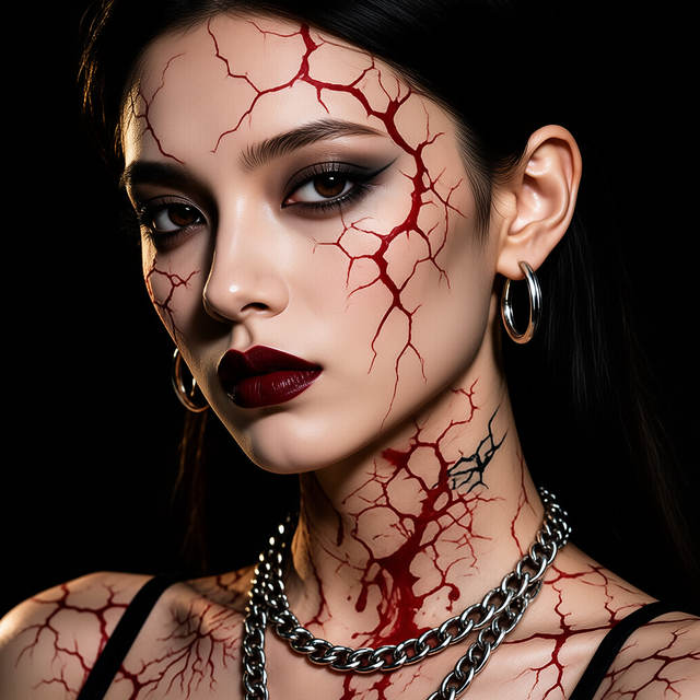 Halloween Waterproof Realistic Blood Vessel Face Tattoo Sticker Gothic Temporary Water Film Paper CE Certified Body Art Makeup