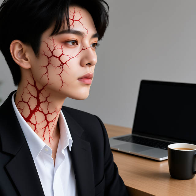 Halloween Waterproof Realistic Blood Vessel Face Tattoo Stic view 2