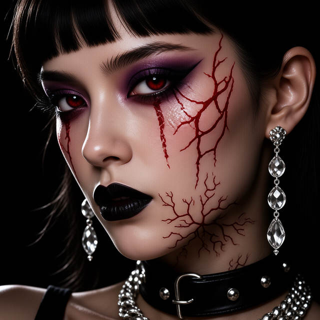 Halloween Waterproof Realistic Blood Vessel Face Tattoo Stic view 4