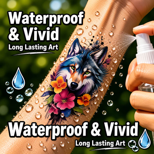 Waterproof Dragon, Tiger, Wolf Mythical Animal Tattoo Stickers Traditional Asian Body Art Series Set for Arm Sleeves