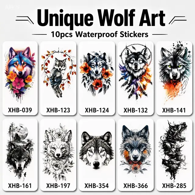 Waterproof Dragon, Tiger, Wolf Mythical Animal Tattoo Sticke view 2